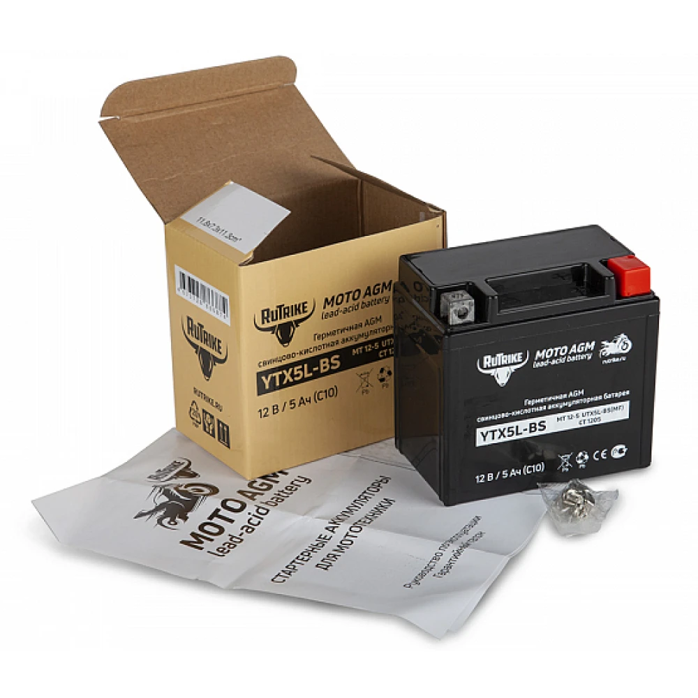 Тяговый стартерный аккумулятор Rutrike YTX5L-BS (12V/5Ah) (UTX5L-BS, CT 1205, MT 12-5) 4
